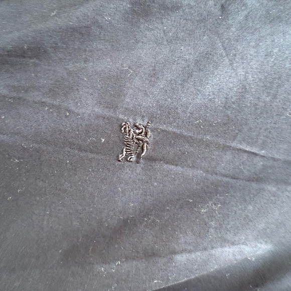 Burberry Navy Button-Up Shirt with Plaid Cuffs - Picture 3 of 3